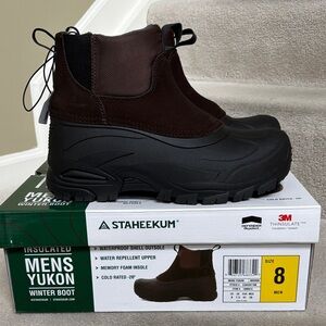NWT/NIB Staheekum Men's Yukon Insulated Brown and Black Winter Boots